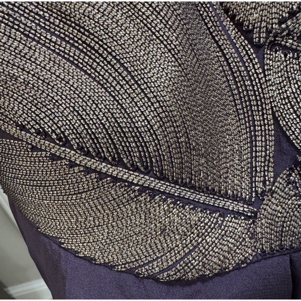 Vintage Tibi New York Y2K Purple Silk Dress Metallic Feather Waistband Sz 4 - Picture 3 of 9